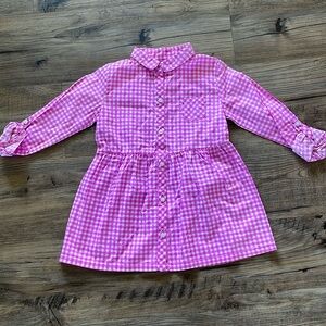 Girls Carter’s Long Sleeve Hot Pink Plaid Dress